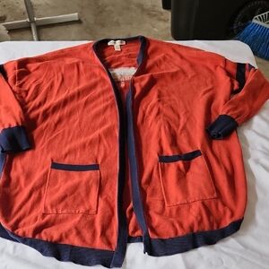 Women's Red and Blue Cardigan